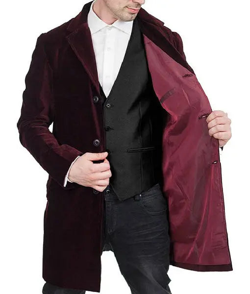 12th Doctor Who Maroon Coat Trendy Layer