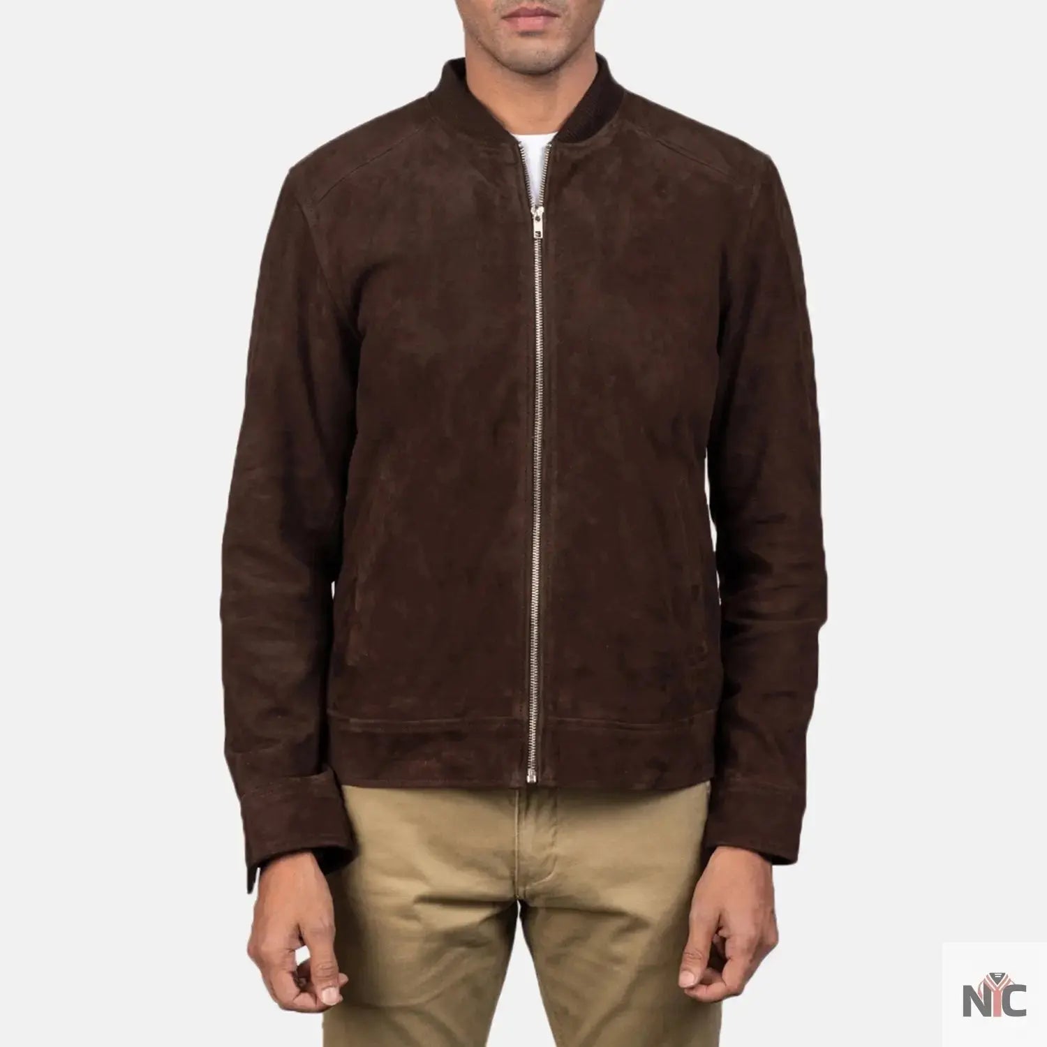 Blain Mocha Suede Bomber Jacket Trendy Layer