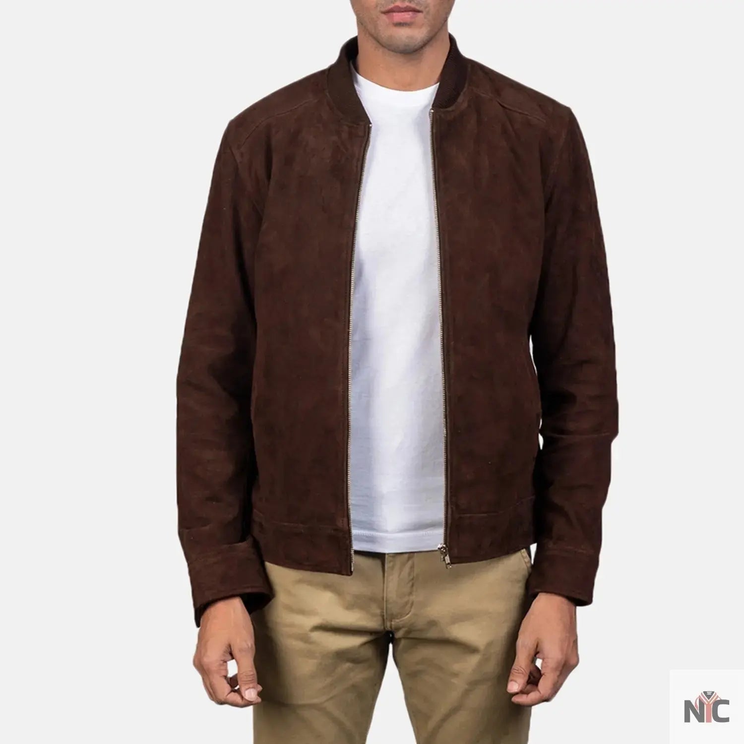 Blain Mocha Suede Bomber Jacket Trendy Layer