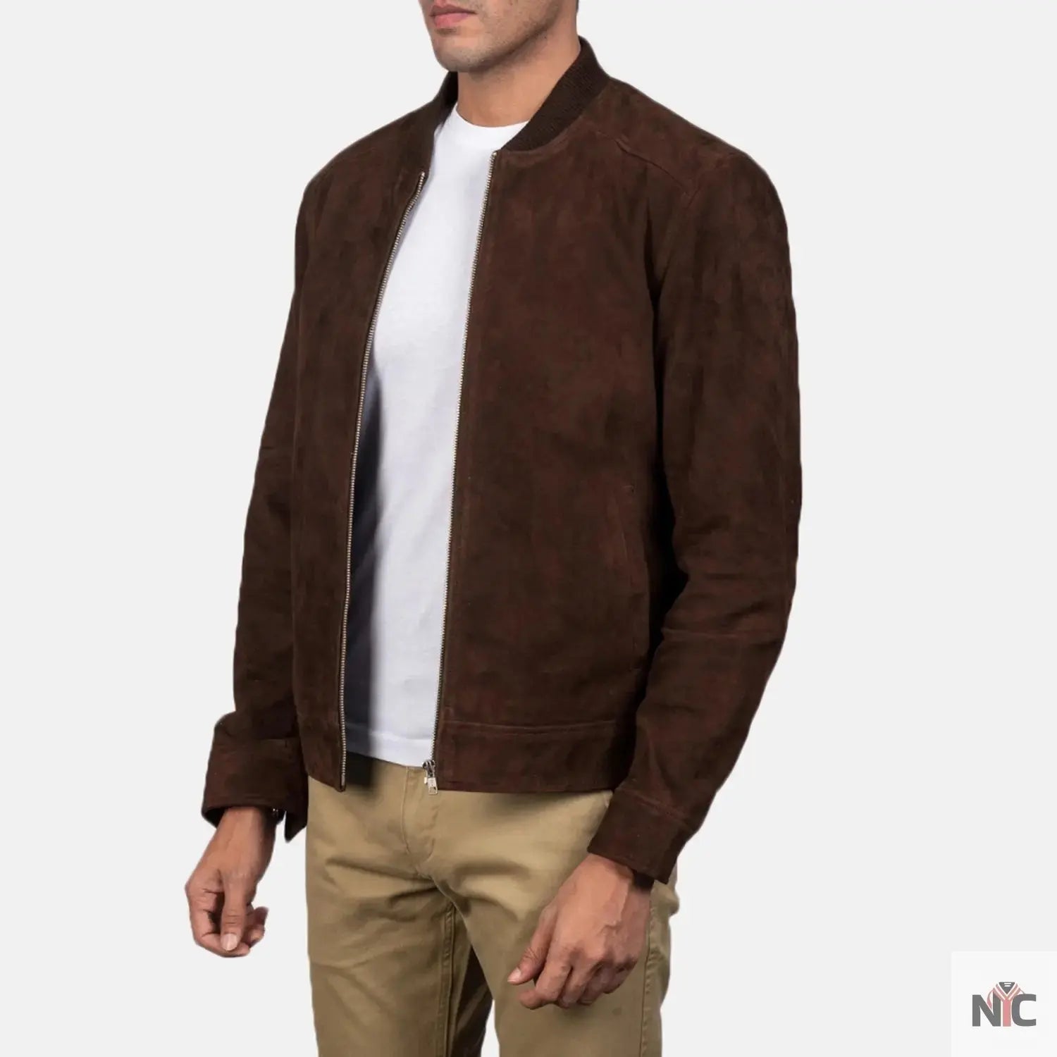 Blain Mocha Suede Bomber Jacket Trendy Layer