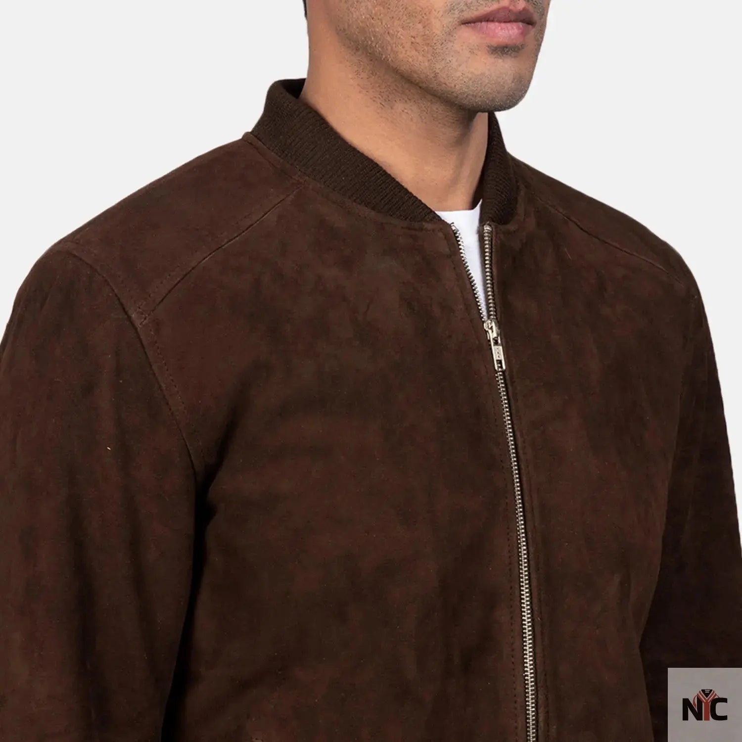 Blain Mocha Suede Bomber Jacket Trendy Layer