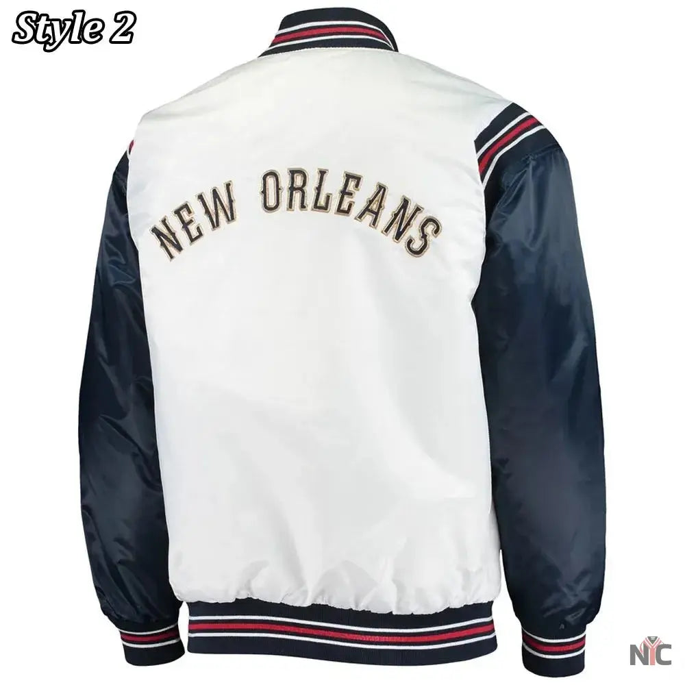 New Orleans Pelicans Renegade Varsity White Navy Jacket USA Jackets
