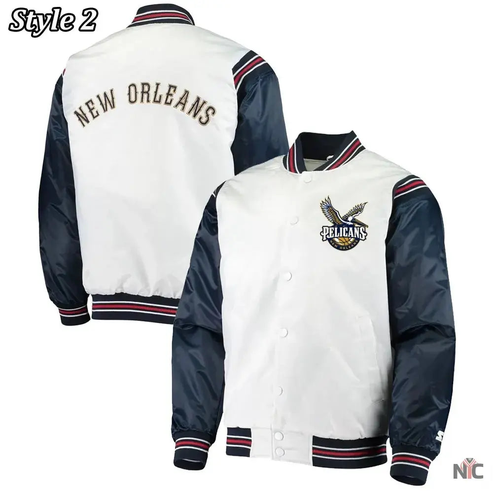 New Orleans Pelicans Renegade Varsity White Navy Jacket USA Jackets