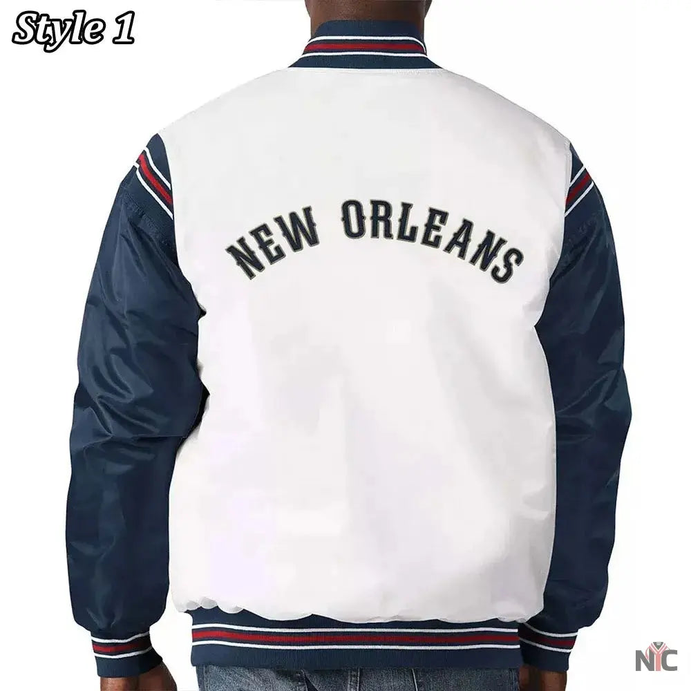 New Orleans Pelicans Renegade Varsity White Navy Jacket USA Jackets